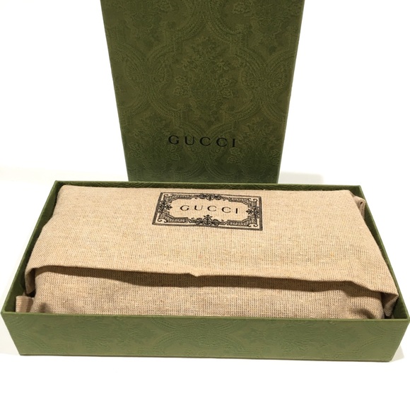 GUCCI GG SUPREME WEB SNAP FLAP OPHIDIA WALET -BEIGE LEATHER / CANVAS -NEW - Picture 9 of 10